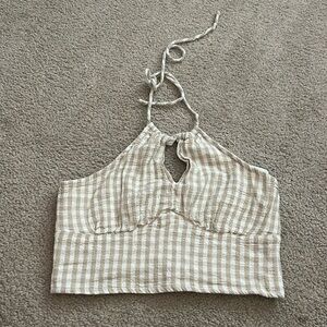Striped Beige Halter Crop Top